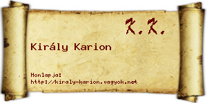 Király Karion névjegykártya